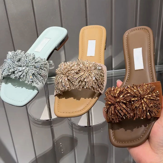 Damen Glamouröse Sandalen mit funkelndem Pailletten-Akzent EB