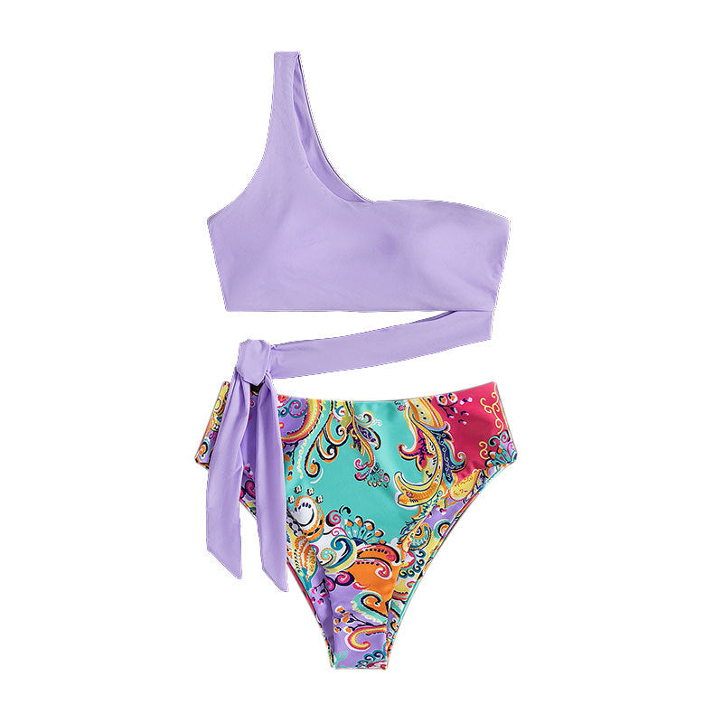 Damen Triangel-Bikini mit asymmetrischem Oberteil und elegantem Wickelband EB