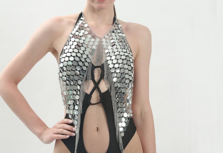 Damen Badeanzug mit glamourösem Metallic-Detail und einzigartigem Schnitt EB