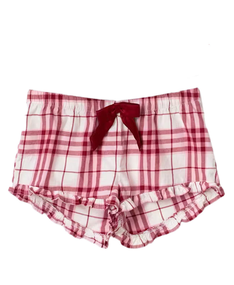 Damen nan lässiges Schlafanzug-Set mit gerafftem Camisole-Oberteil, Rüschenunterbrust und Hose mit Gummibund EB