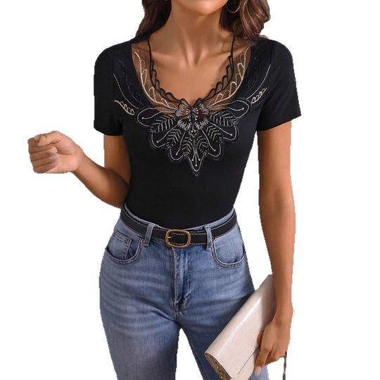 Damen Eleganter Body mit kunstvoller Stickerei EB