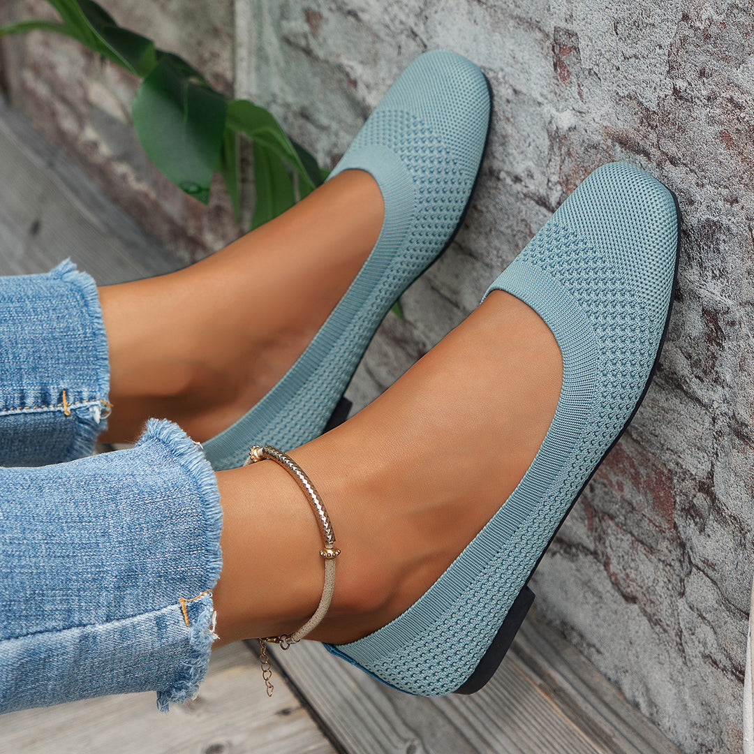 Damen Stylish und bequeme Ballerinas mit elastischem Obermaterial EB