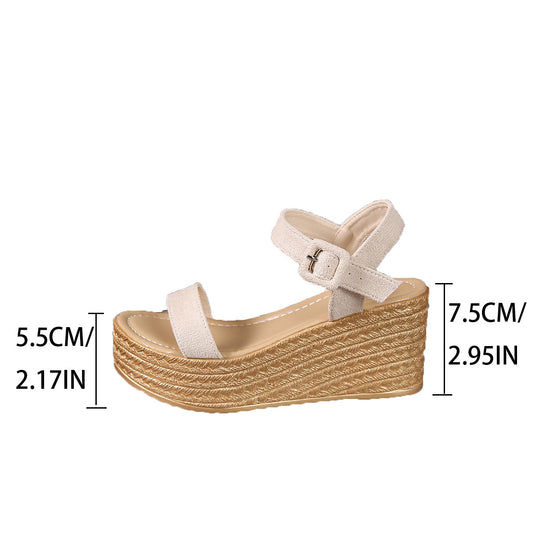 Damen Stylische Plateau-Sandalen mit Knöchelriemen EB