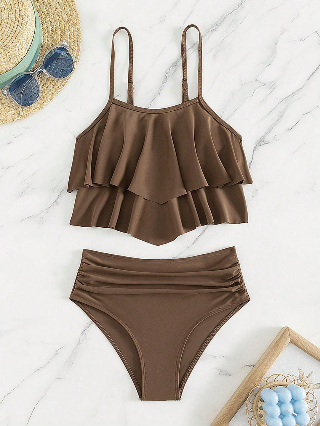 Damen Bikini-Set mit voluminösem Rüschendesign EB