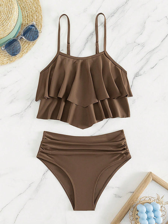Damen Bikini-Set mit voluminösem Rüschendesign EB