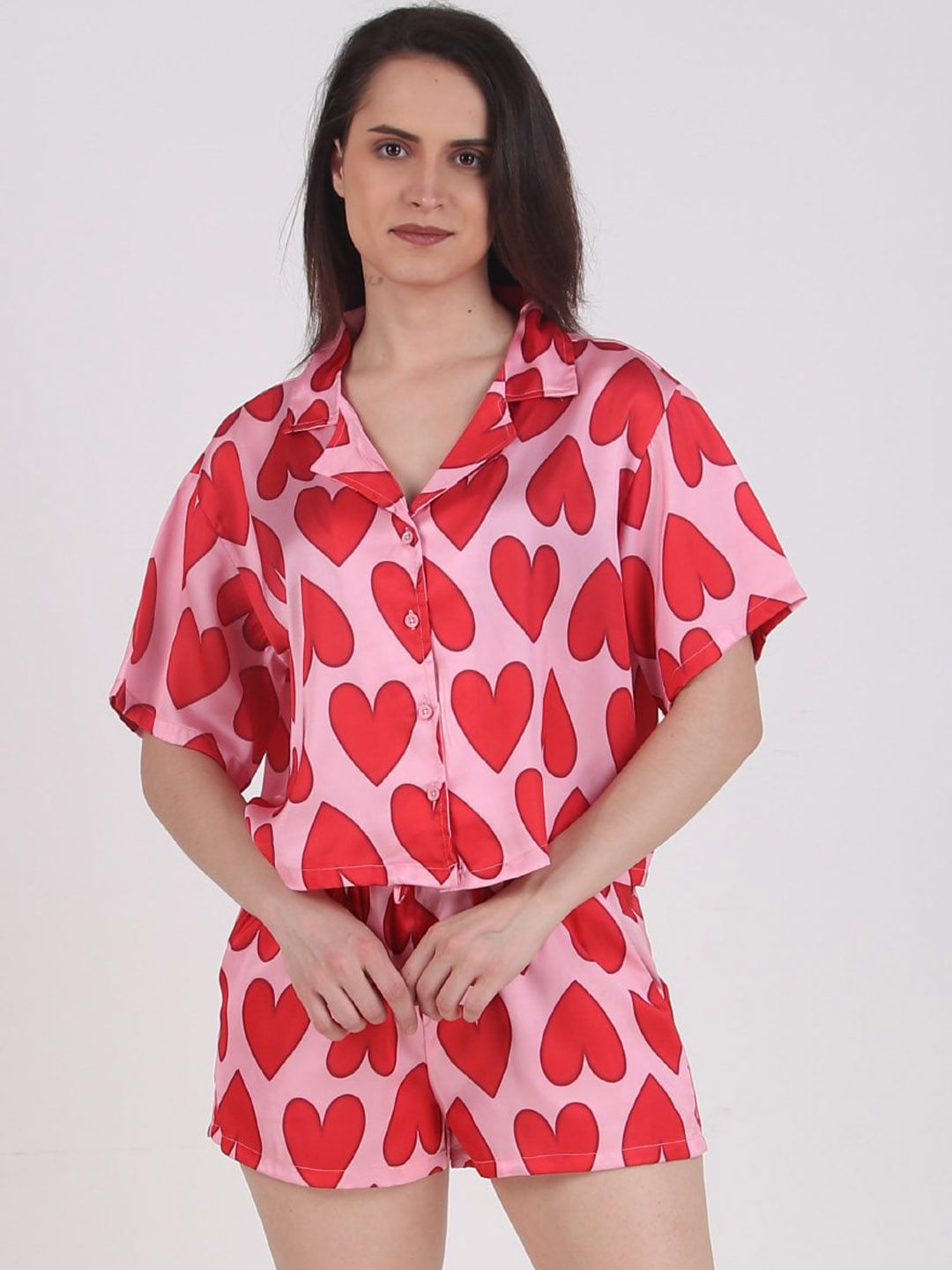 Damen Pyjama-Set mit verspieltem Herzdesign EB