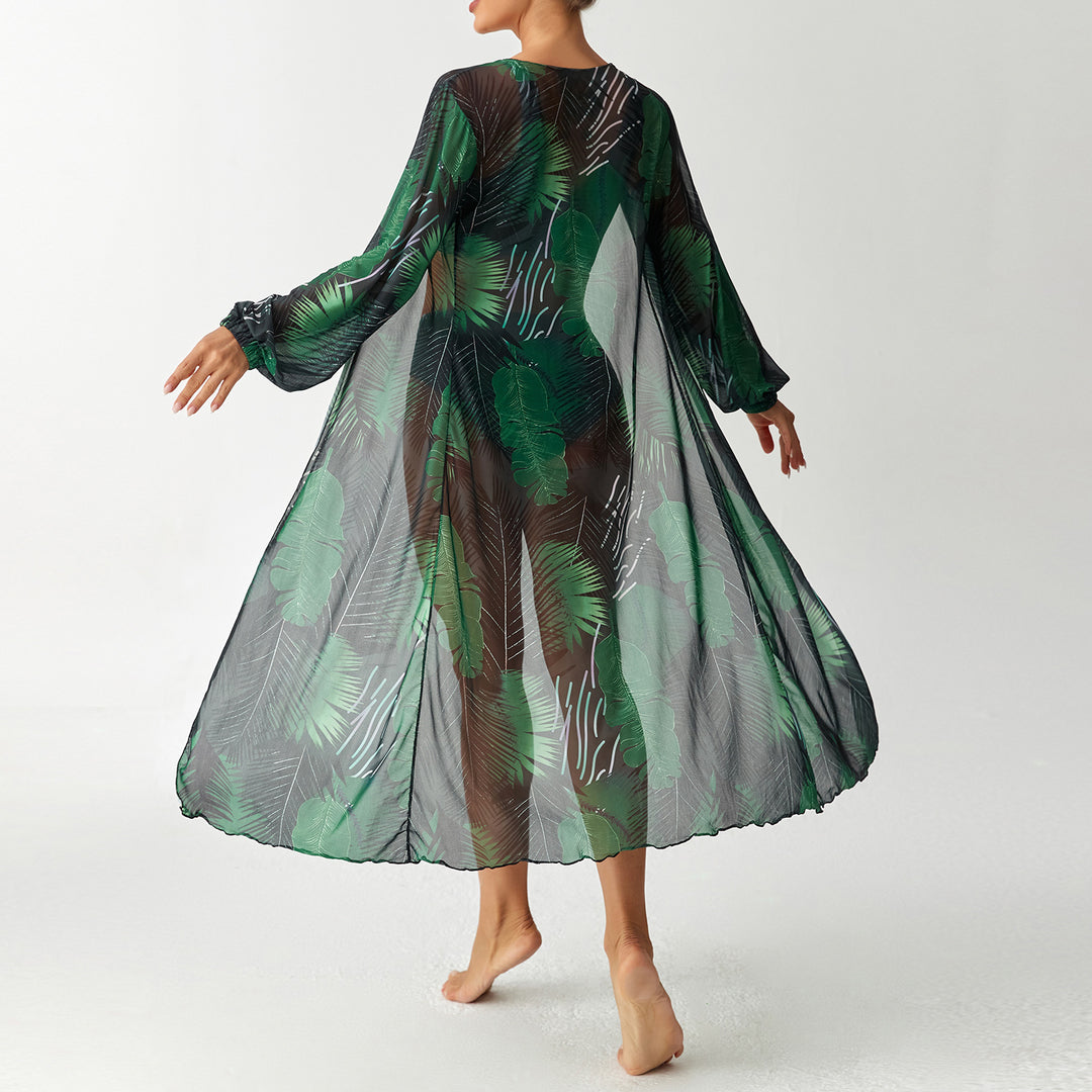 Damen Transparentes Strandkleid mit floralem Muster EB