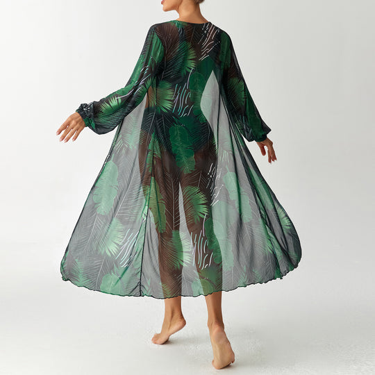 Damen Transparentes Strandkleid mit floralem Muster EB