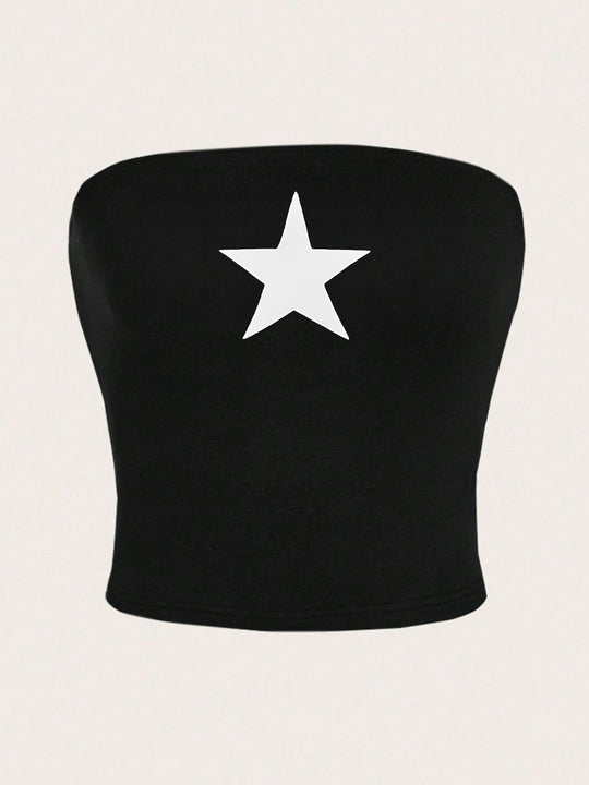 Damen Bandeau-Top mit maritimen Motiv und elastischem Material EB