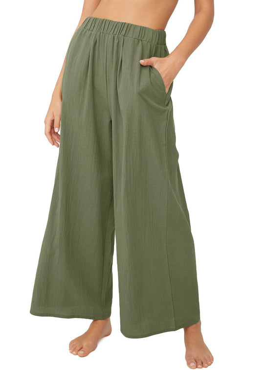 Damen Weit geschnittene Sommerhose mit elastischem Bund und praktischen Seitentaschen EB