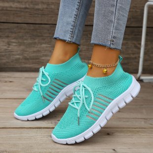 Damen  leichtes gestricktes Sneaker Slipper mit sockenähnlichem Schaft und flexibler Laufsohle EB