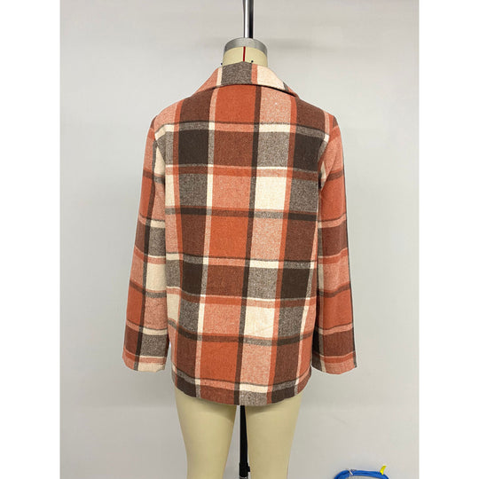 Damen Karierter Blazer aus weichem Wollmix EB