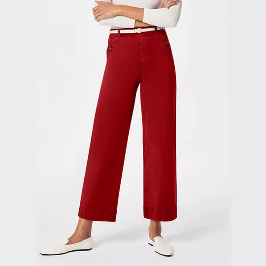 Damen Weitgeschnittene Stoffhose mit eleganten Details EB