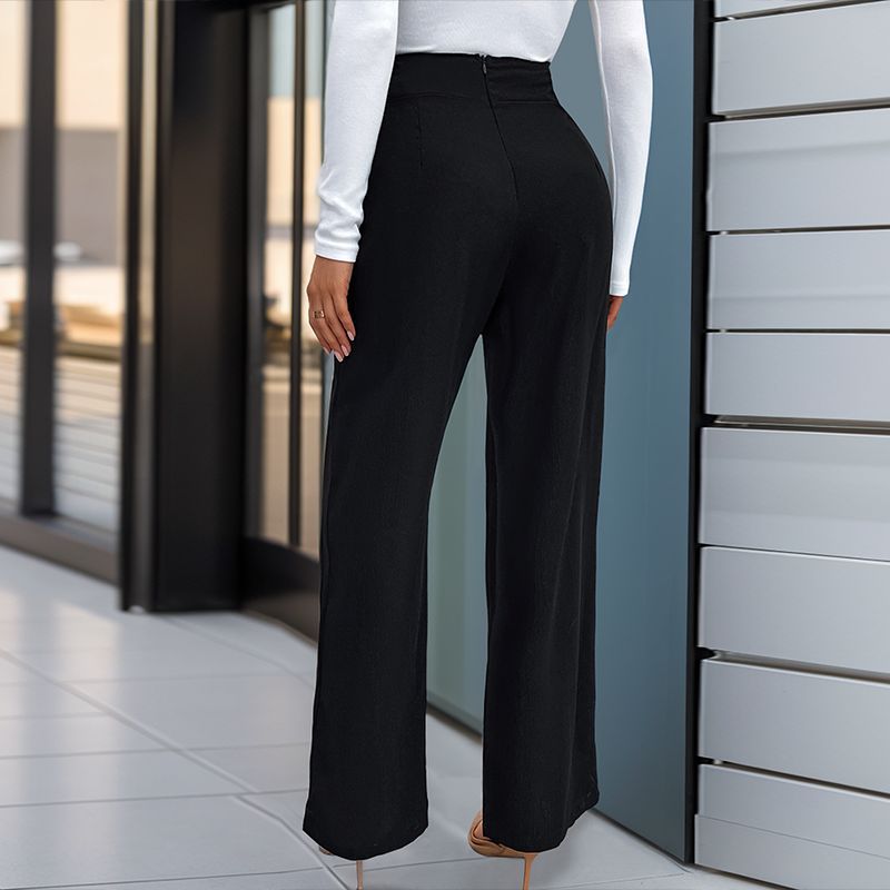 Damen Elegante High-Waist-Hose mit stylischem Gürteldetail EB