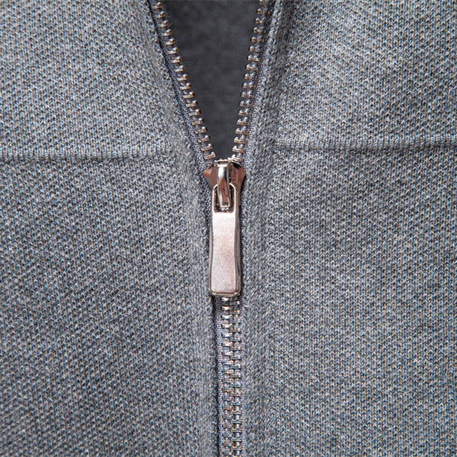 Herren nan feinstrick-Zipjacke mit Kentkragen und Rippbündchen EB