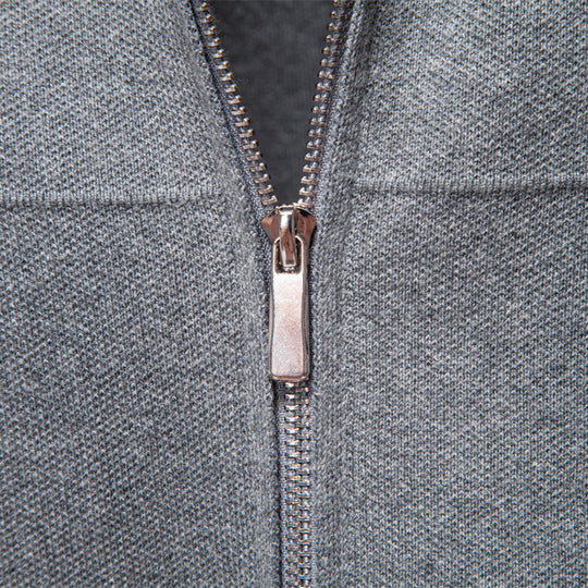 Herren nan feinstrick-Zipjacke mit Kentkragen und Rippbündchen EB