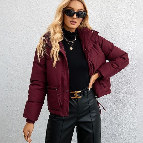 Damen gesteppte Übergangsjacke mit hohem Kragen und praktischen Taschen EB