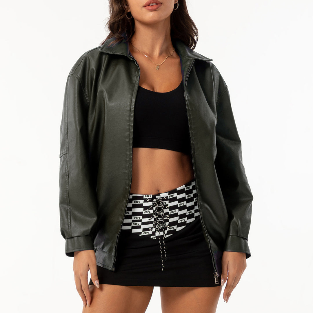 Damen nan leichte Satin Bomberjacke mit Reißverschluss und lockerer Passform EB