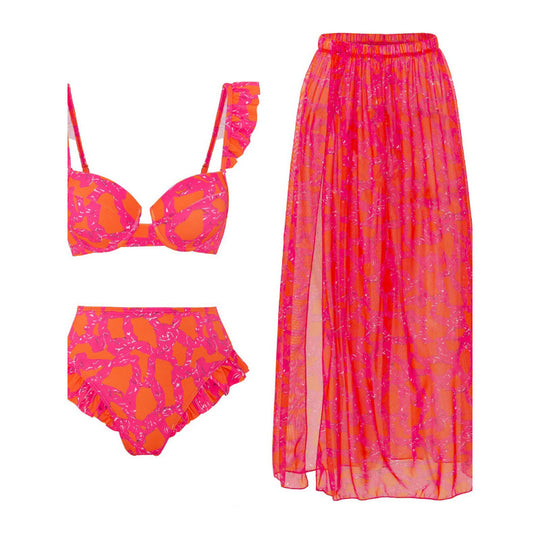 Damen Bikini-Set mit eleganter Rüschendetailierung und stylischem Überrock EB