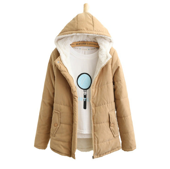 Damen Gepolsterte Winterjacke mit Teddyfutter und Kapuze EB