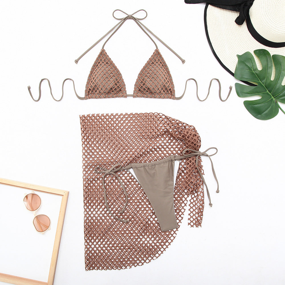 Damen Netz-Bikini-Set mit Wickelrock EB