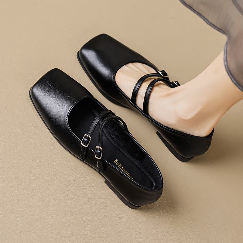 Damen zeitlose und elegante Mary-Jane Schuhe mit doppeltem Riemen EB