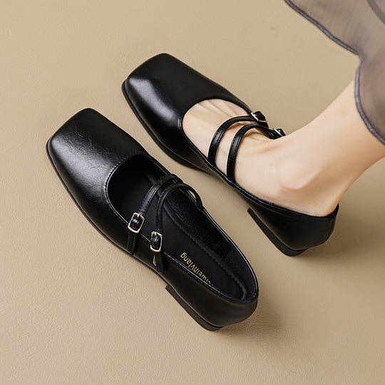 Damen zeitlose und elegante Mary-Jane Schuhe mit doppeltem Riemen EB