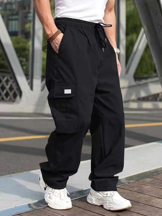 Herren lässige Cargo-Hose mit elastischem Bund und multifunktionalen Taschen EB