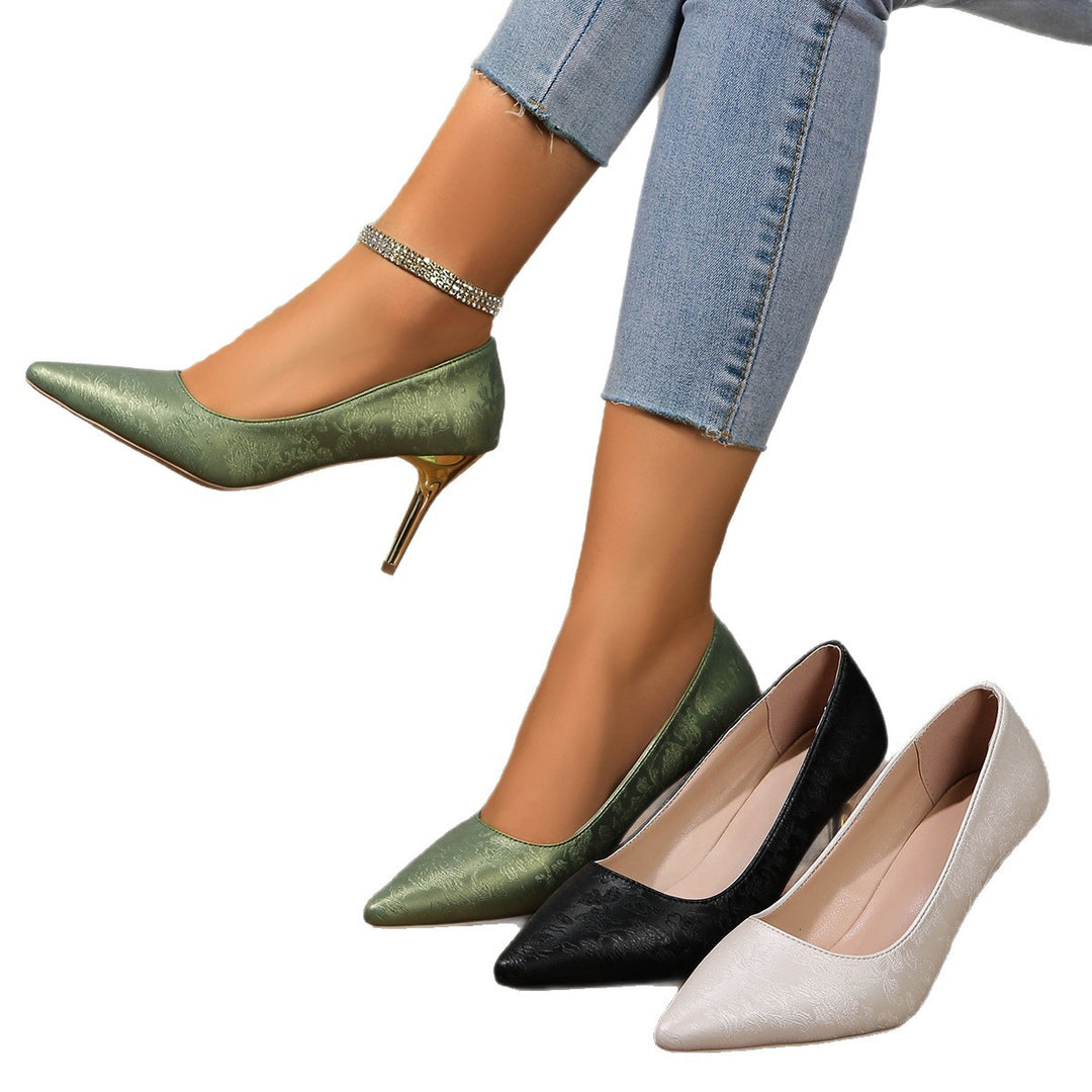 Damen klassische High Heels mit filigranem Design und Glanz-Akzenten EB