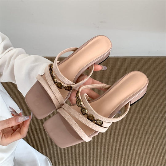 Damen elegante Plateau-Sandalen mit modischem Riemendesign EB