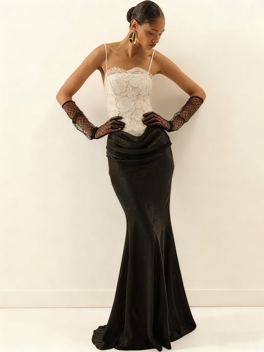 Damen Elegantes Korsett-Abendkleid mit schickem Schößchen und langem Saum EB