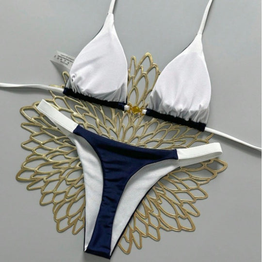 Damen Triangel-Bikini mit modischen Kontrastdetails EB