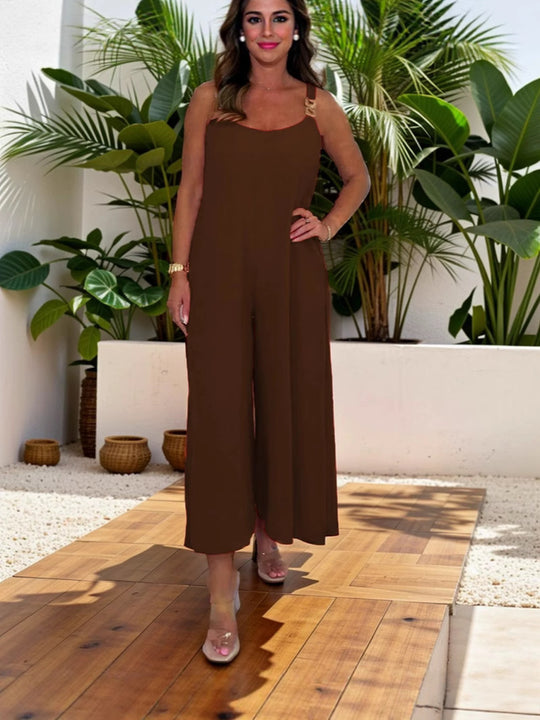 Damen Jumpsuit mit weiten Beinen und eleganten Trägern EB