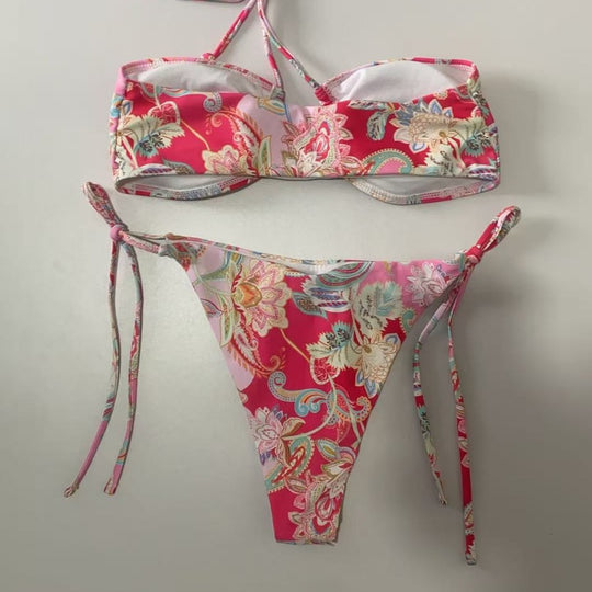 Damen Bikini-Set mit floralem Muster und verstellbarem Oberteil EB