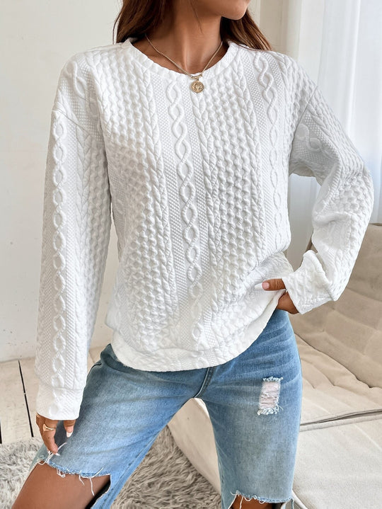 Damen Strickpullover mit strukturierter Oberfläche und lässigem Schnitt EB