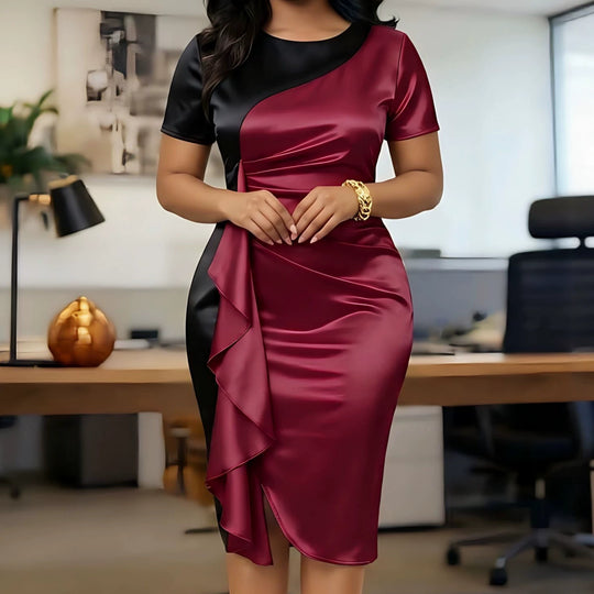 Damen Glamouröses Wickelkleid mit asymmetrischer Drapierung EB