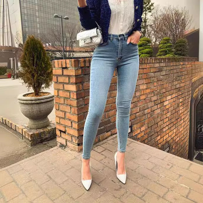 Damen nan hoch taillierte formende Skinny-Jeans aus Stretch-Denim mit Push-up-Effekt EB