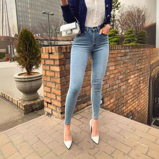 Damen nan hoch taillierte formende Skinny-Jeans aus Stretch-Denim mit Push-up-Effekt EB