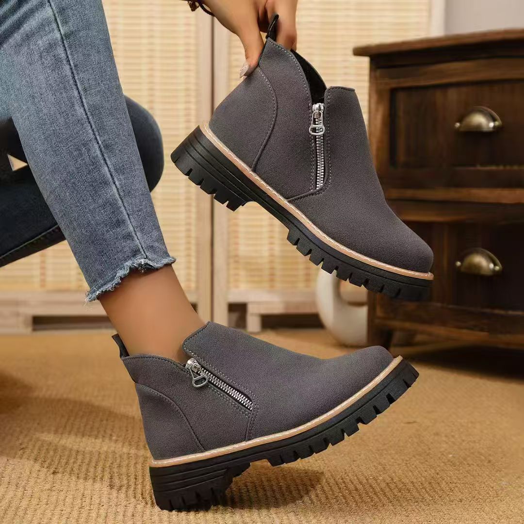 Damen elegante Stiefeletten mit seitlichem Reißverschluss EB