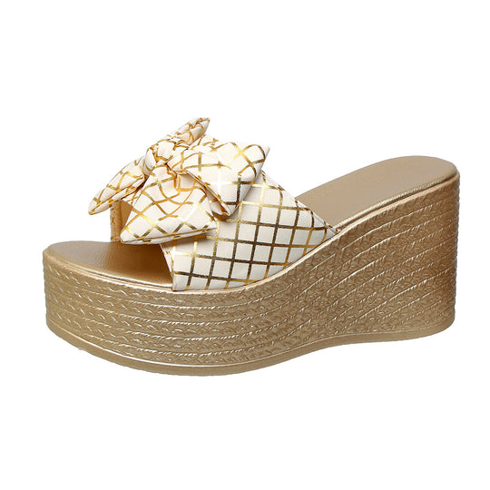 Damen Plattform Sandalen mit Schleifen-Detail EB