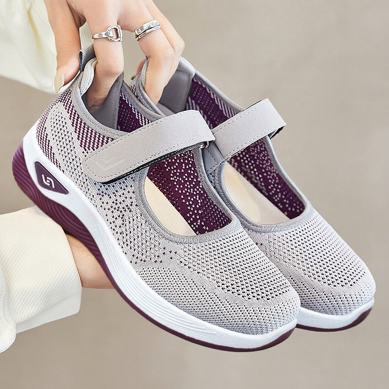 Damen Bequeme Sport-Sneaker mit verstellbarem Klettverschluss und atmungsaktivem Mesh-Obermaterial EB