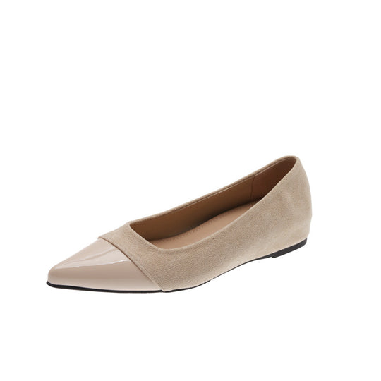 Damen elegante Ballerinas mit geschmackvollem Lack- und Veloursledermix EB