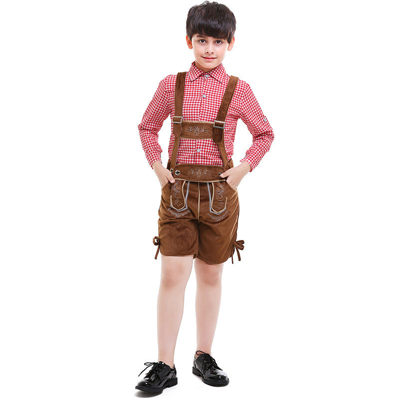 Unisex nan traditionelle Kinderlederhose mit verstellbaren Trägern und feiner Stickerei EB