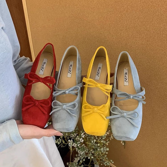 Damen elegante Ballerinas mit modischem Schleifenakzent und bequemer Sohle EB