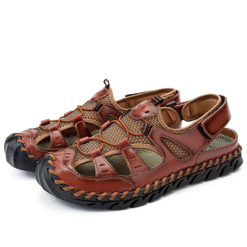 Damen Sportliche Leder-Sandalen mit atmungsaktiven Einsätzen und rutschfester Sohle EB