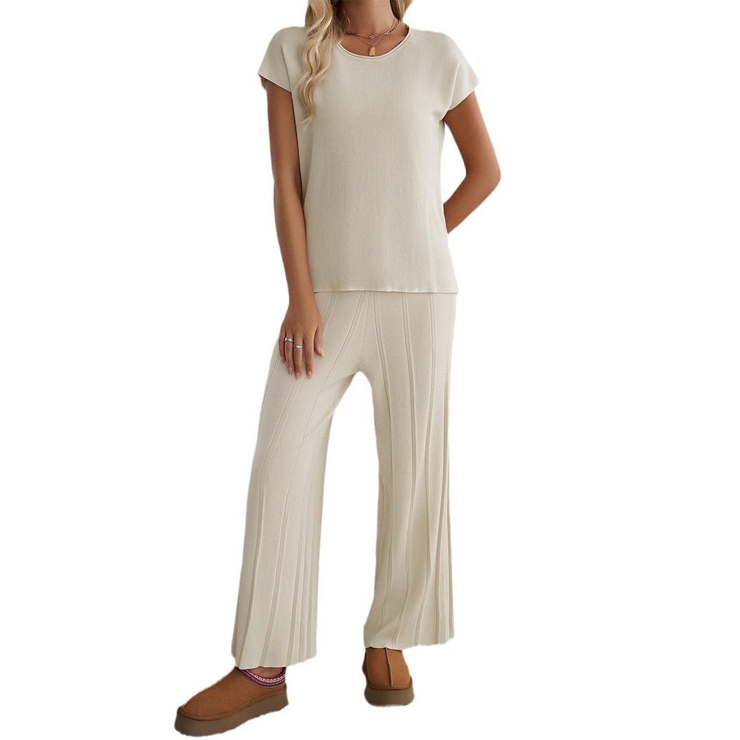 Damen Lässiges Zweiteiliges Lounge-Set mit weitem Oberteil und Palazzo-Hose EB