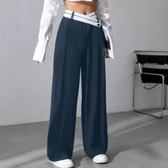 Damen Modische Palazzo-Hose mit asymmetrischem Bund EB