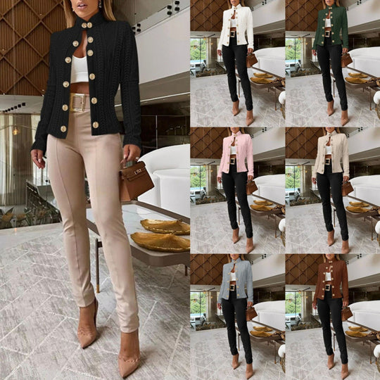 Damen Elegante und modische Strickjacke mit dekorativen Knöpfen EB