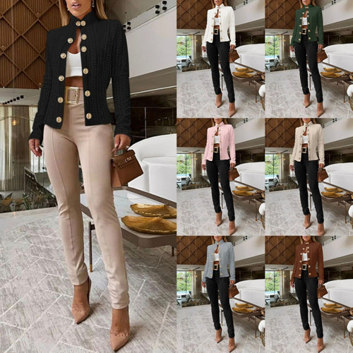 Damen Elegante und modische Strickjacke mit dekorativen Knöpfen EB
