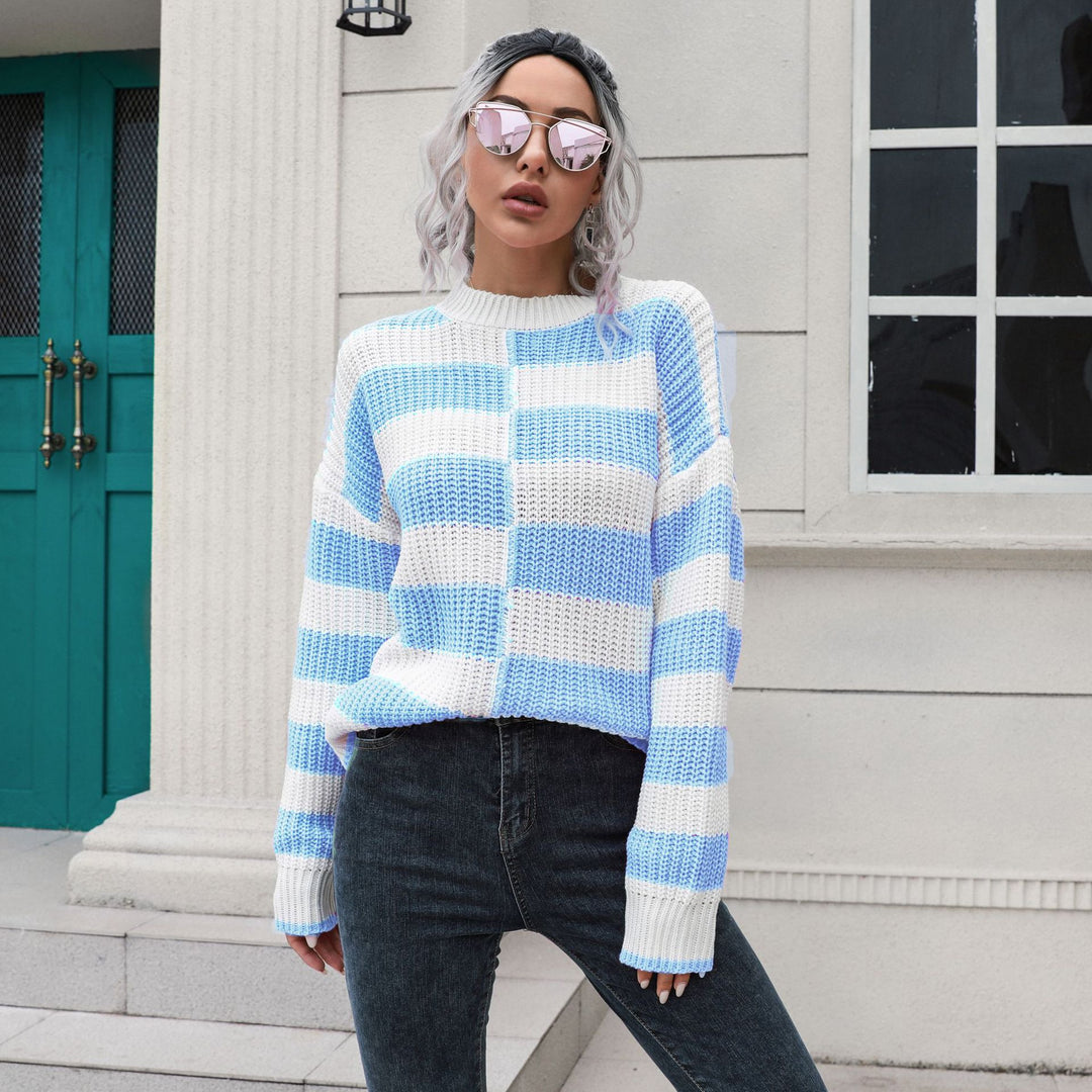 Damen Lässiger Streifenpullover mit weichem Material und lässigem Schnitt EB